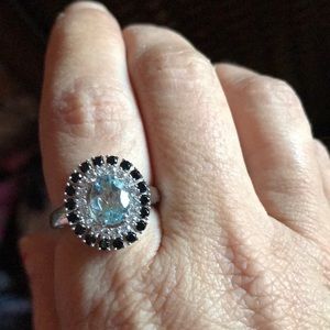 Sterling Silver BT, Black Spinel White Topaz